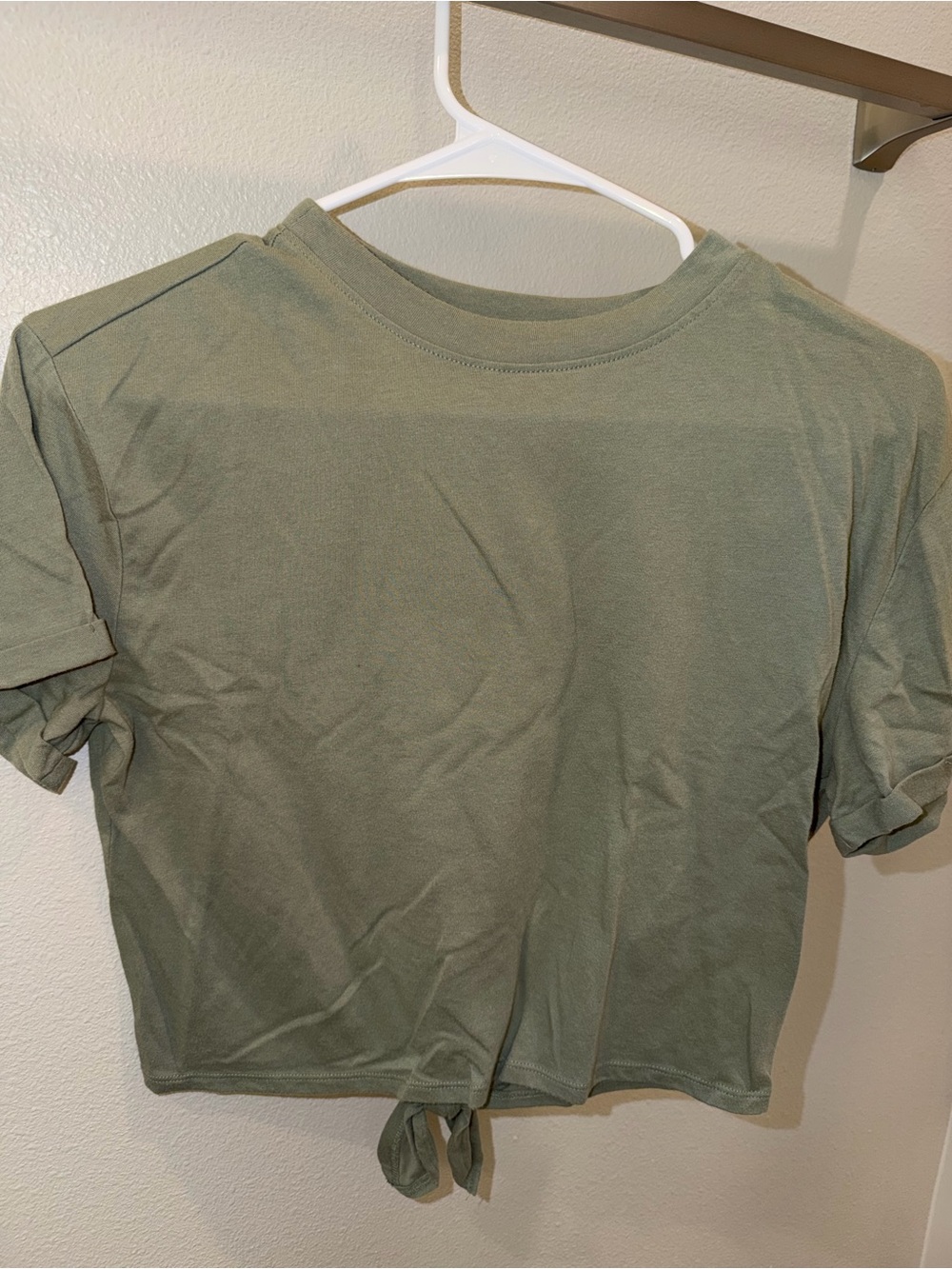 flirtitude Olive Tie-Front Crop Tee